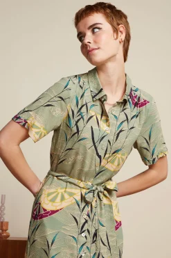 King Louie Jurken|Olive Midi Dress Blush Dusty Turquoise