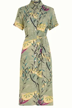 King Louie Jurken|Olive Midi Dress Blush Dusty Turquoise