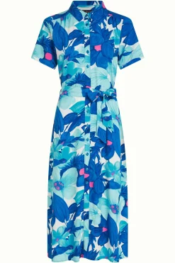 King Louie Jurken|Olive Midi Dress Seychelles Surf Blue