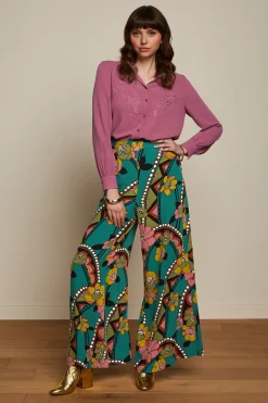 King Louie Broeken|Palazzo Pants Lovechild Antique Green