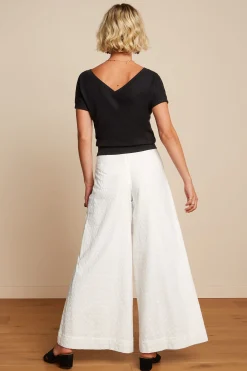 King Louie Broeken|Palazzo Pants Rosa Broderie Anglaise White