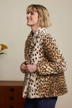 King Louie Jassen & Blazers|Patti Coat Midi Cheetah Fur Ivory