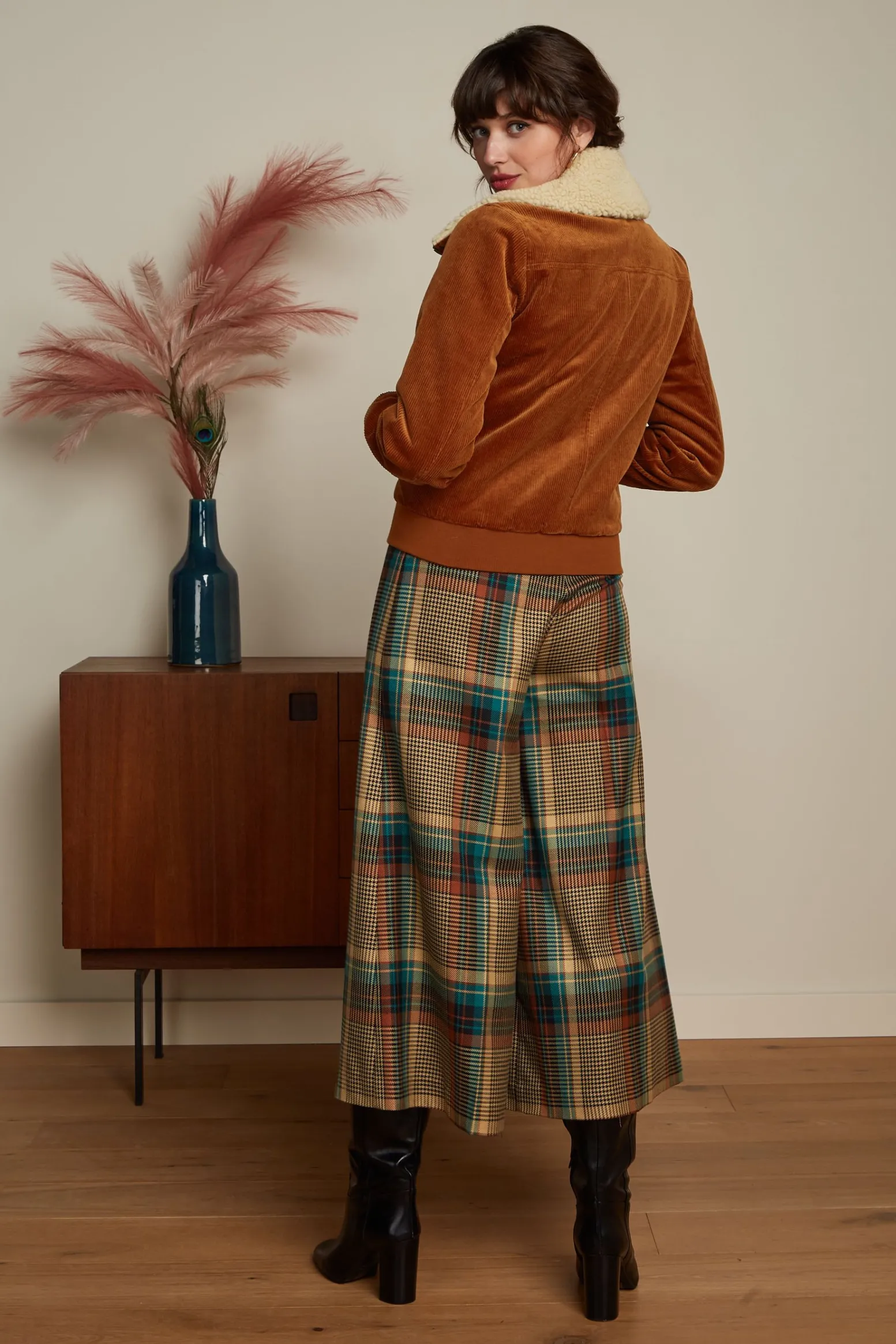 King Louie Broeken|Pia Culotte Feathers Check Black