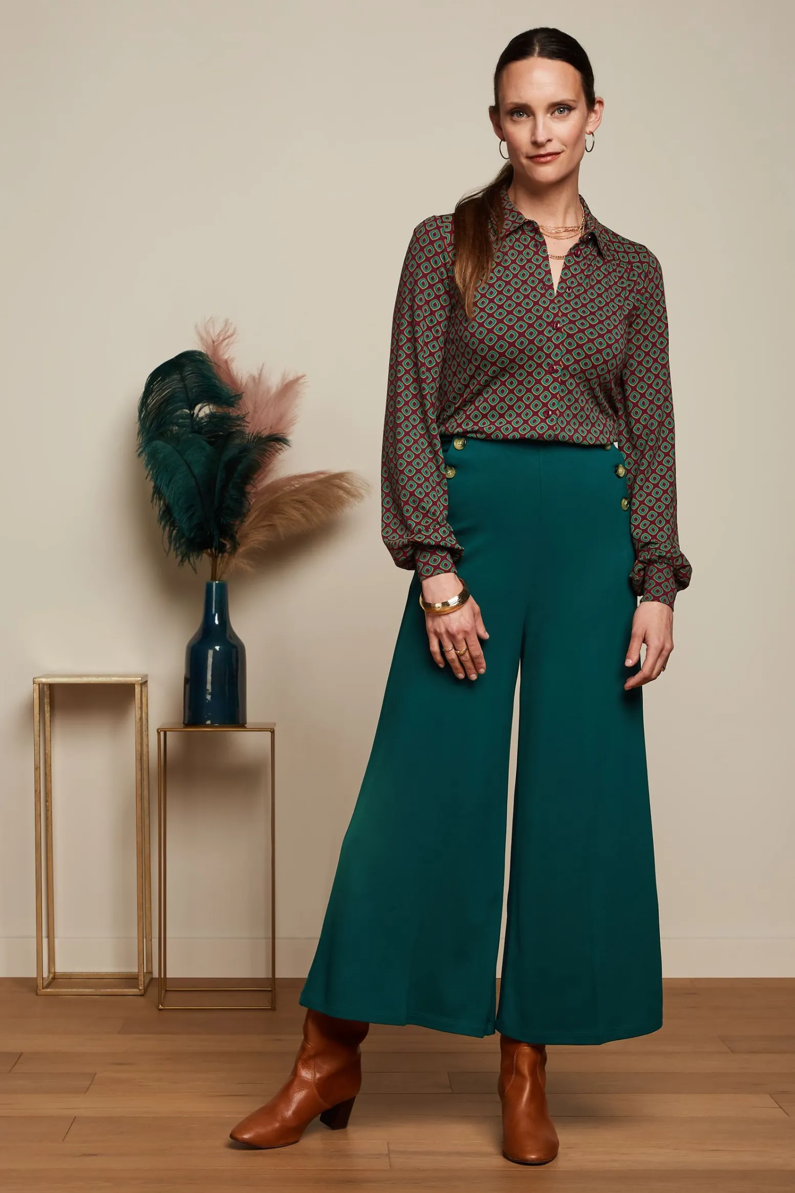 King Louie Broeken|Pia Culotte Milano Uni Pine Green