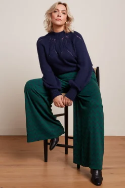 King Louie Broeken|Pia Pants Duffy Jacquard Evening Blue
