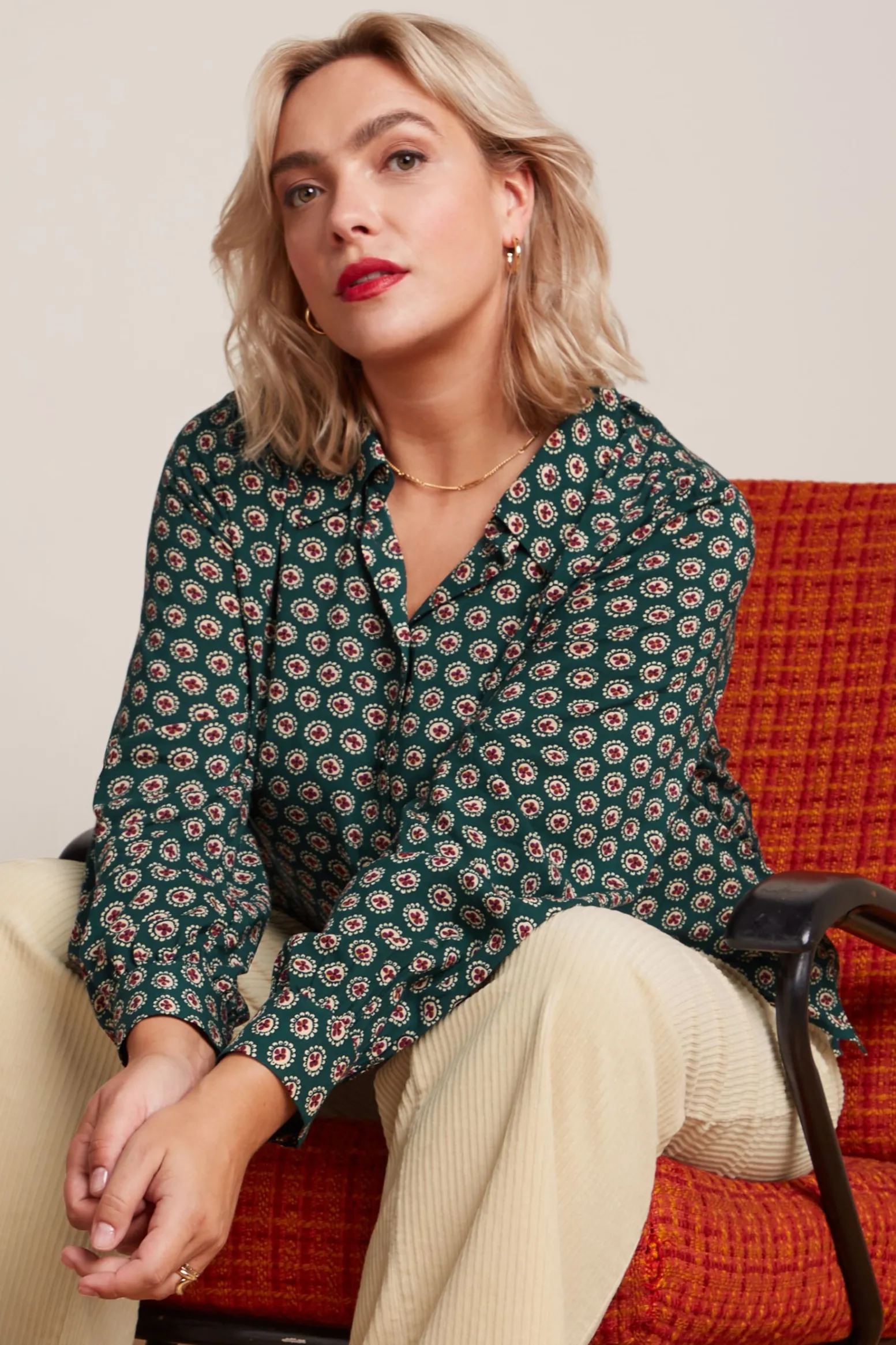 King Louie Blouses|Remi Blouse Elliot Pine Green