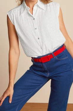 King Louie Blouses|Remi Blouse Rosa Broderie Anglaise White