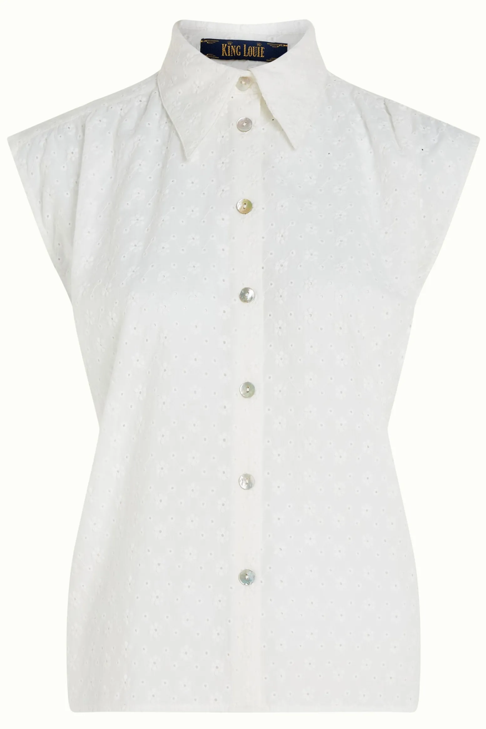 King Louie Blouses|Remi Blouse Rosa Broderie Anglaise White