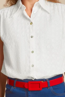 King Louie Blouses|Remi Blouse Rosa Broderie Anglaise White