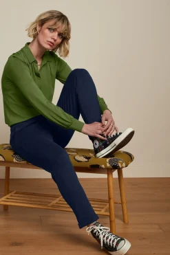 King Louie Broeken|Roisin Pants Milano Uni Evening Blue