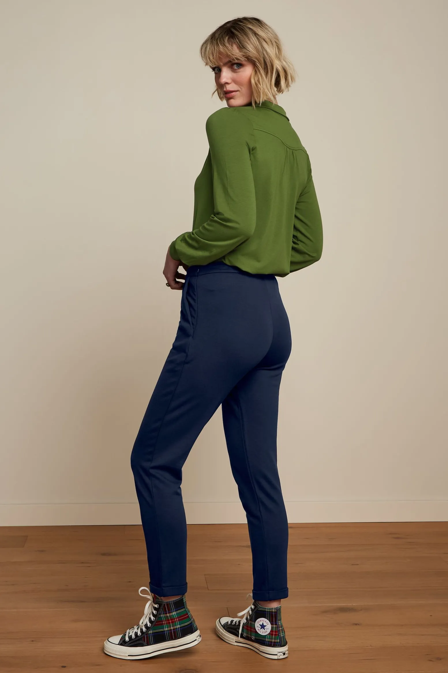 King Louie Broeken|Roisin Pants Milano Uni Evening Blue