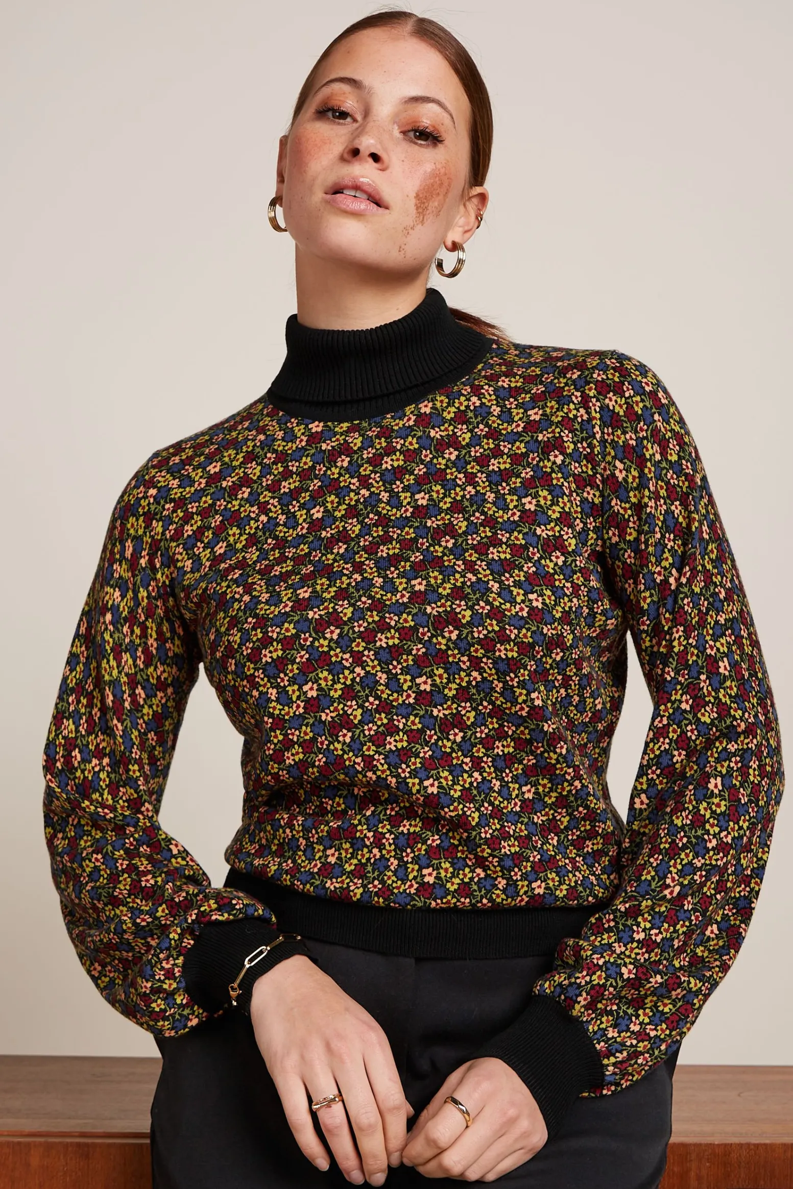 King Louie Tops & Shirts|Rollneck Bell Top Flaminga Black
