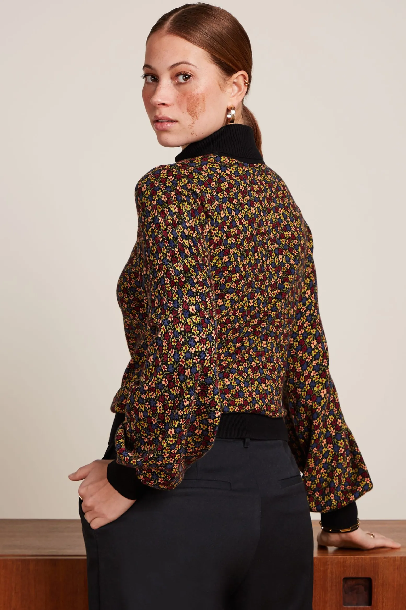 King Louie Tops & Shirts|Rollneck Bell Top Flaminga Black