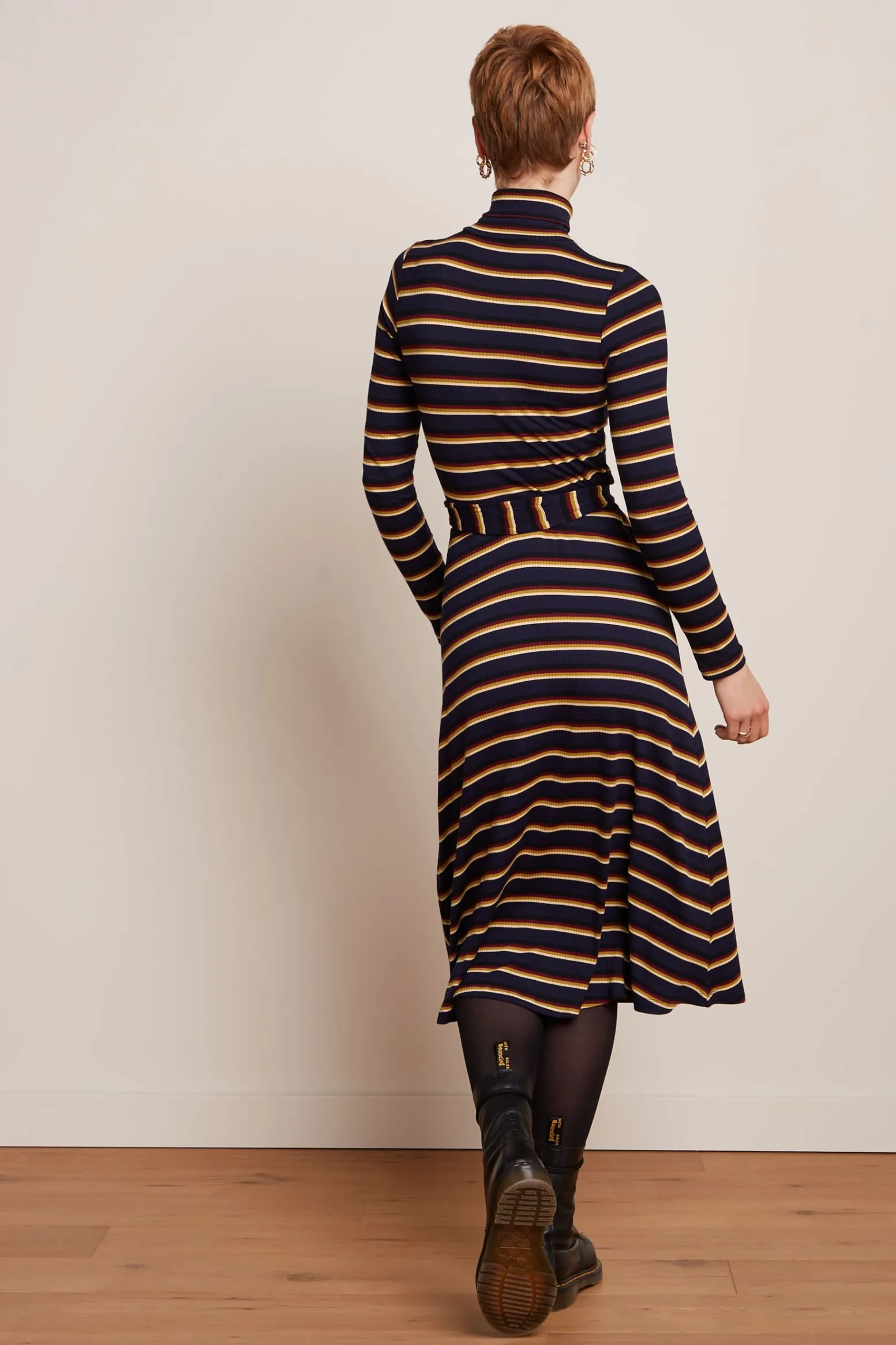King Louie Jurken|Rollneck Dress Century Stripe Evening Blue
