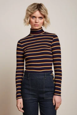 King Louie Tops & Shirts|Rollneck Top Century Stripe Evening Blue