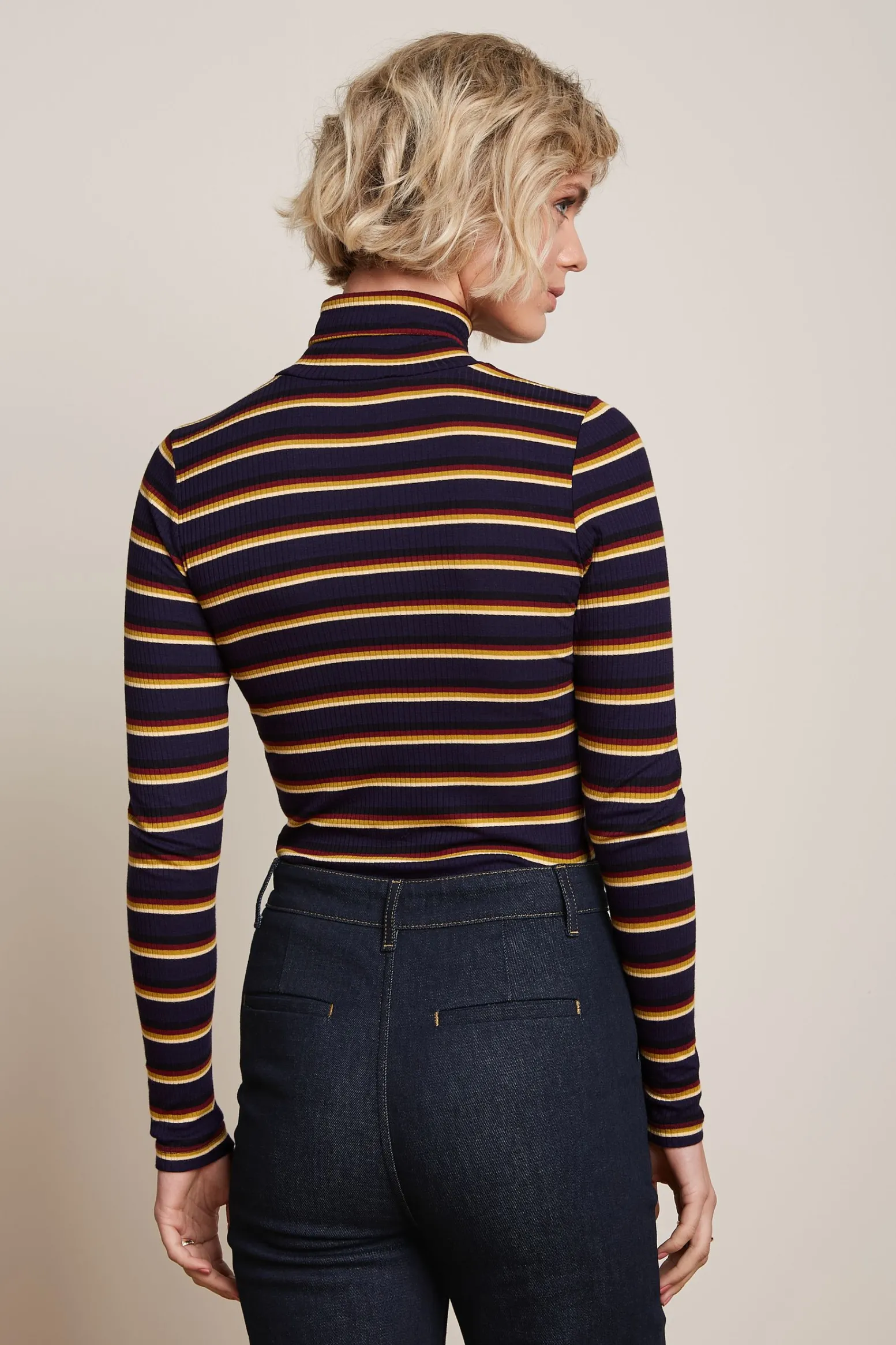 King Louie Tops & Shirts|Rollneck Top Century Stripe Evening Blue