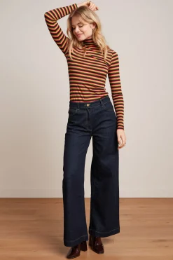 King Louie Tops & Shirts|Rollneck Top Mimmi Stripe Cabernet Red