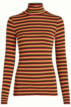 King Louie Tops & Shirts|Rollneck Top Mimmi Stripe Cabernet Red