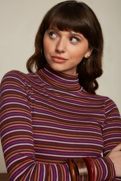 King Louie Tops & Shirts|Rollneck Top Rolla Stripe Mesa Pink