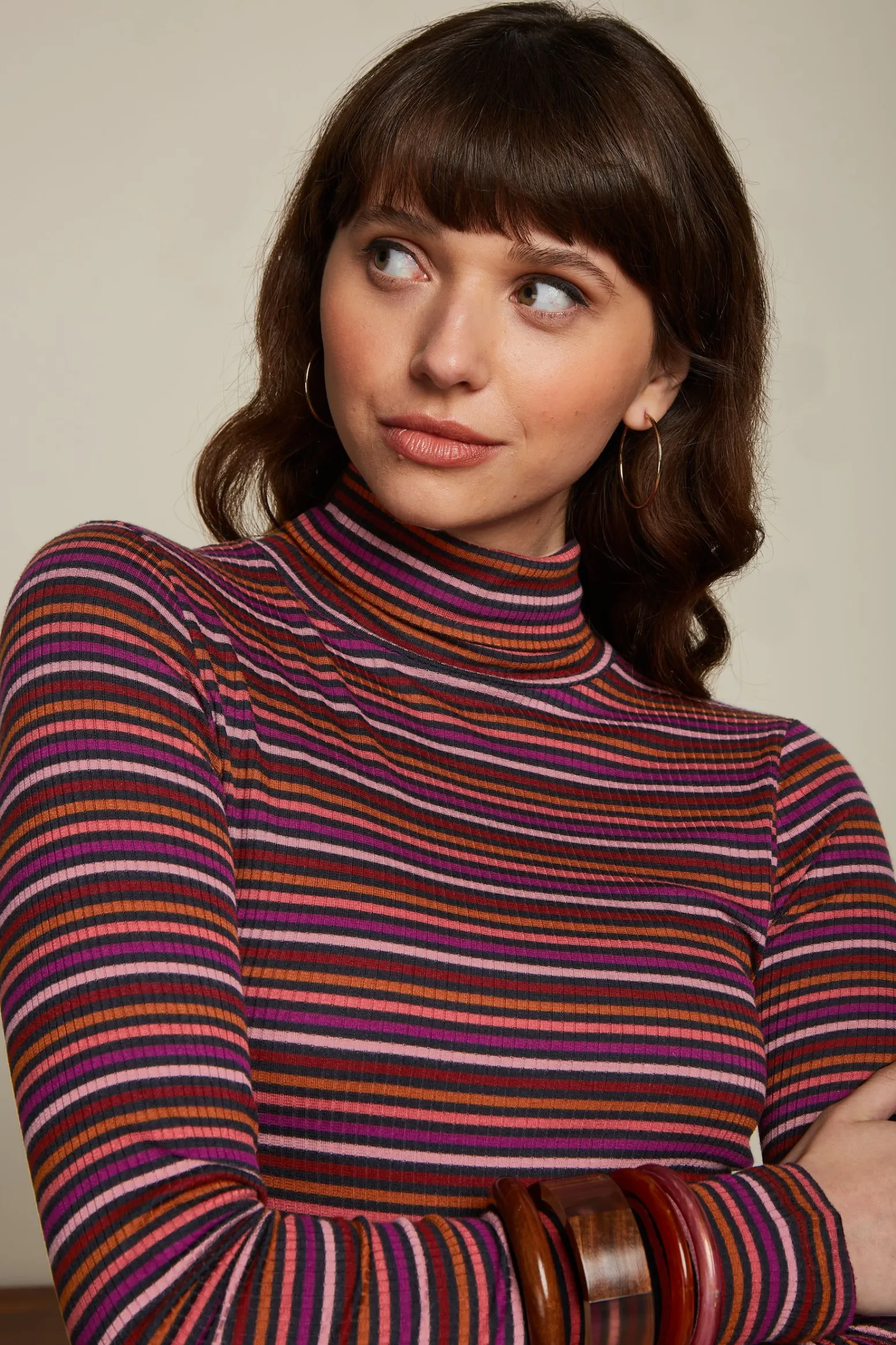 King Louie Tops & Shirts|Rollneck Top Rolla Stripe Mesa Pink