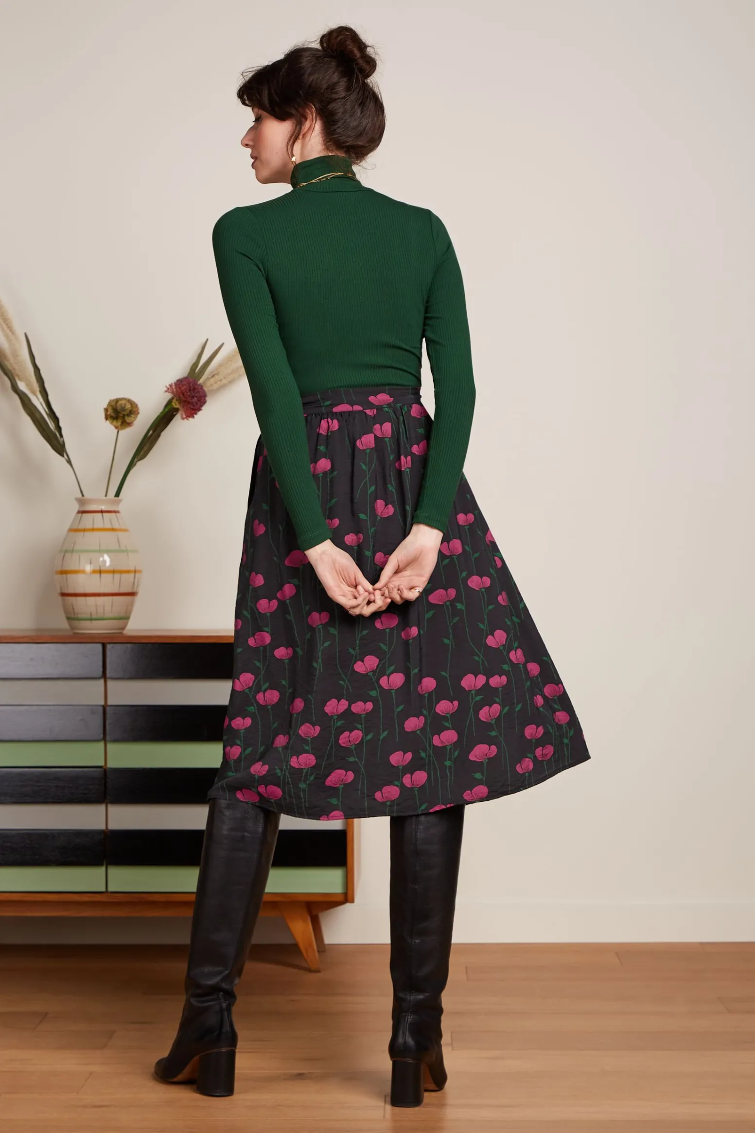 King Louie Tops & Shirts|Rollneck Top Uni Rib Forest Green