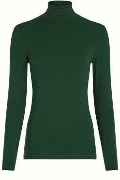 King Louie Tops & Shirts|Rollneck Top Uni Rib Forest Green