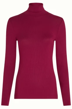 King Louie Tops & Shirts|Rollneck Top Uni Rib Beaujolais Red