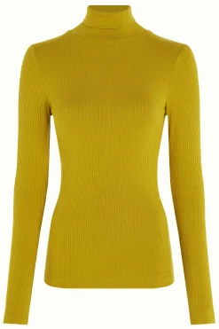 King Louie Tops & Shirts|Rollneck Top Uni Rib Curry Yellow