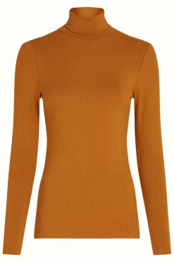 King Louie Tops & Shirts|Rollneck Top Uni Rib Maple Orange