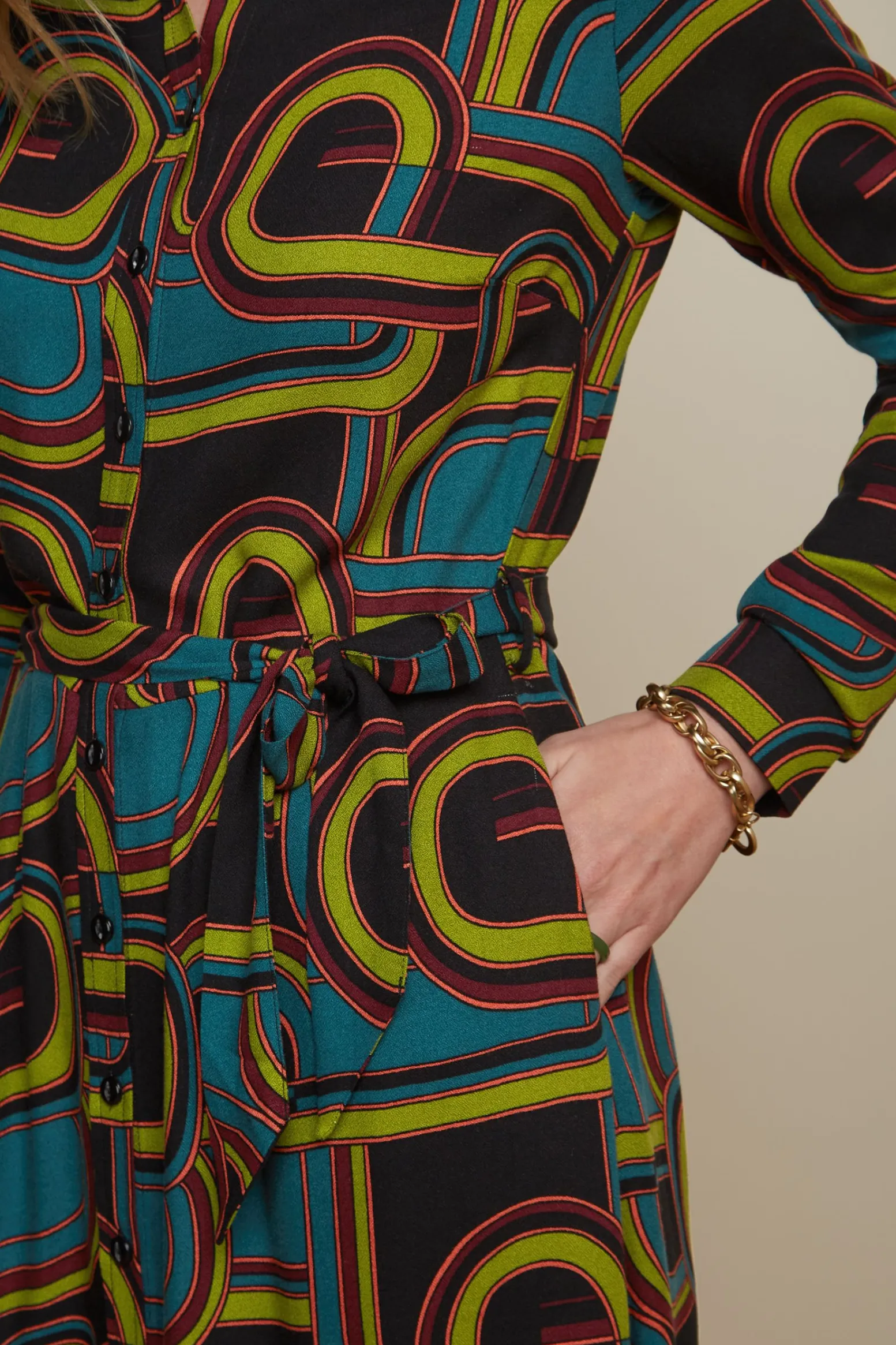 King Louie Jurken|Rosie Midi Dress Zappa Black