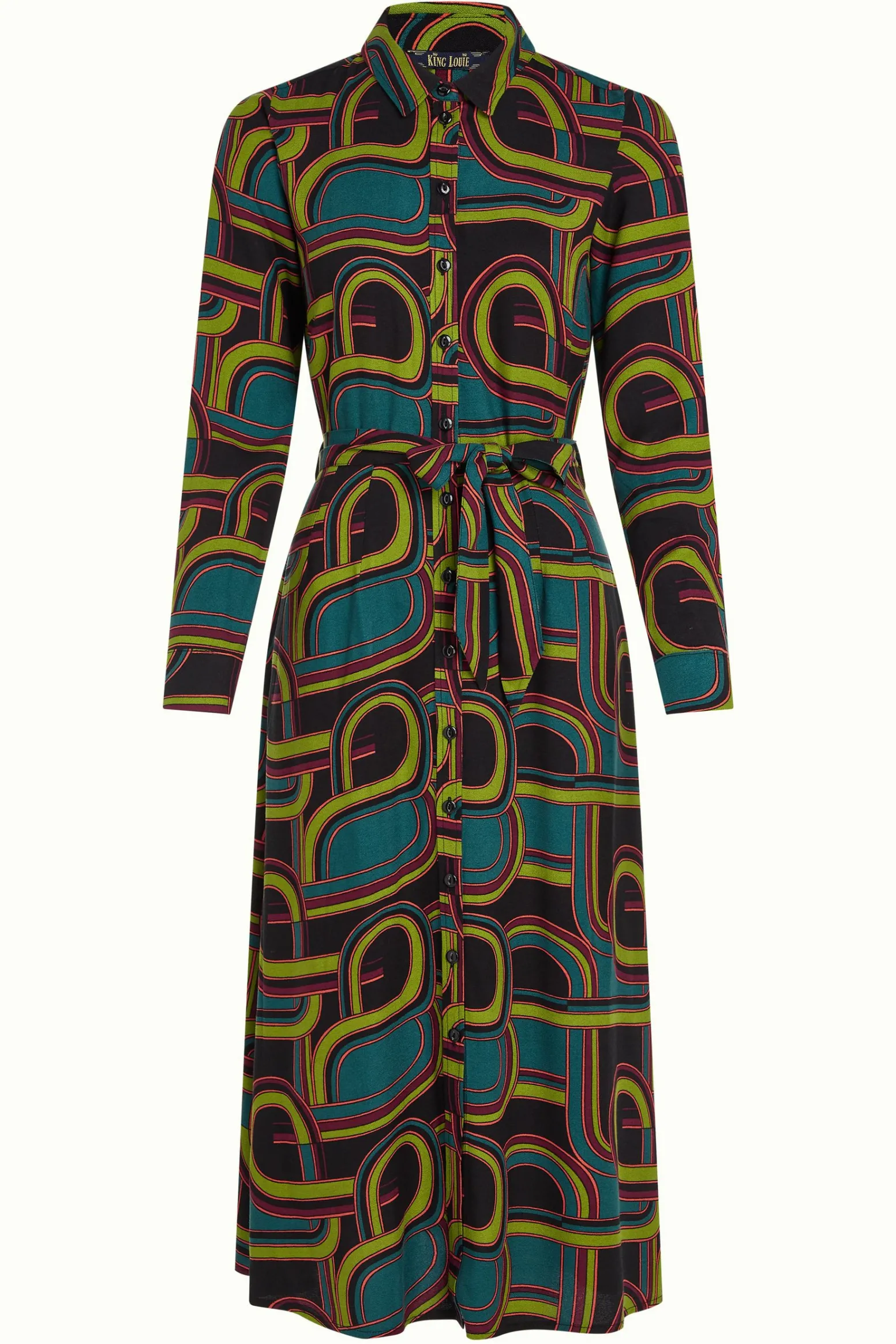 King Louie Jurken|Rosie Midi Dress Zappa Black