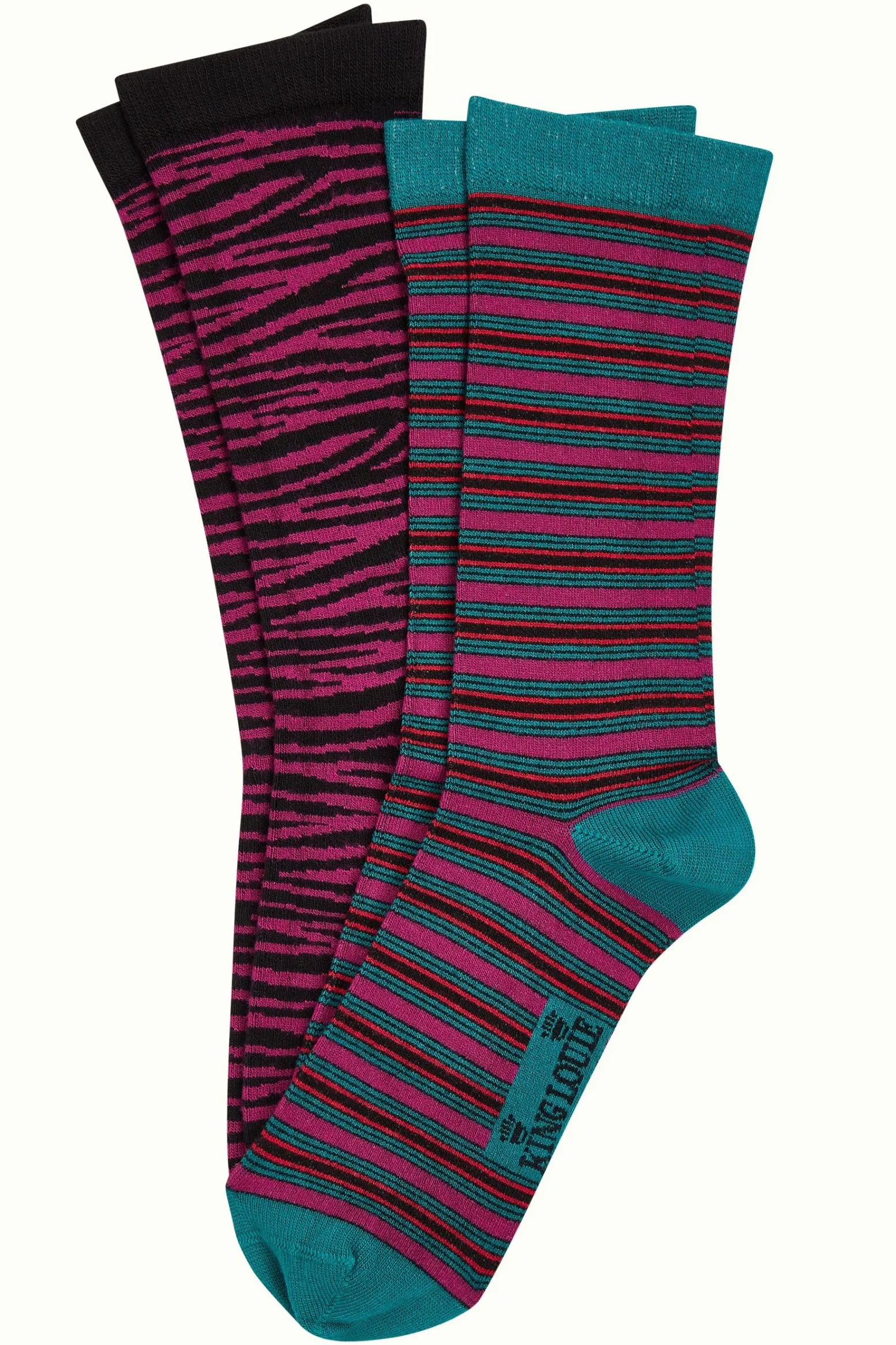 King Louie Accessoires|Socks 2-Pack Bee Stripe Vivid Purple