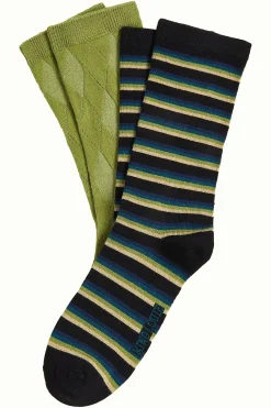 King Louie Accessoires|Socks 2-Pack Century Stripe Woodbine Green