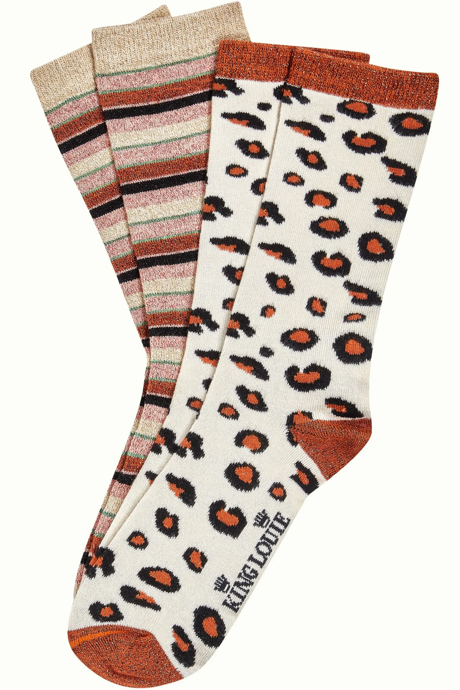 King Louie Accessoires|Socks 2-Pack Lapis Stripe Cream
