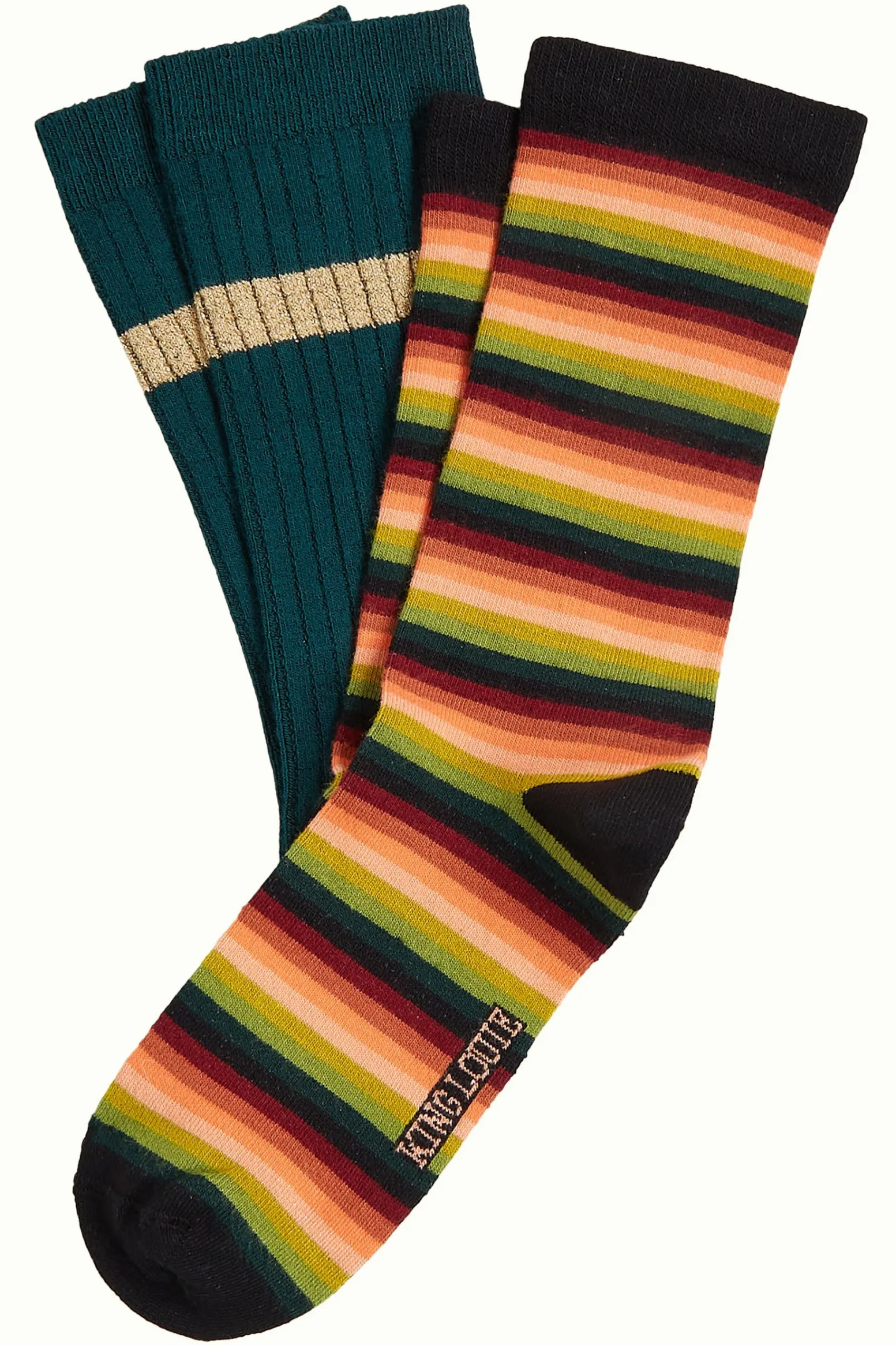 King Louie Accessoires|Socks 2-Pack Mimmi Stripe Pine Green