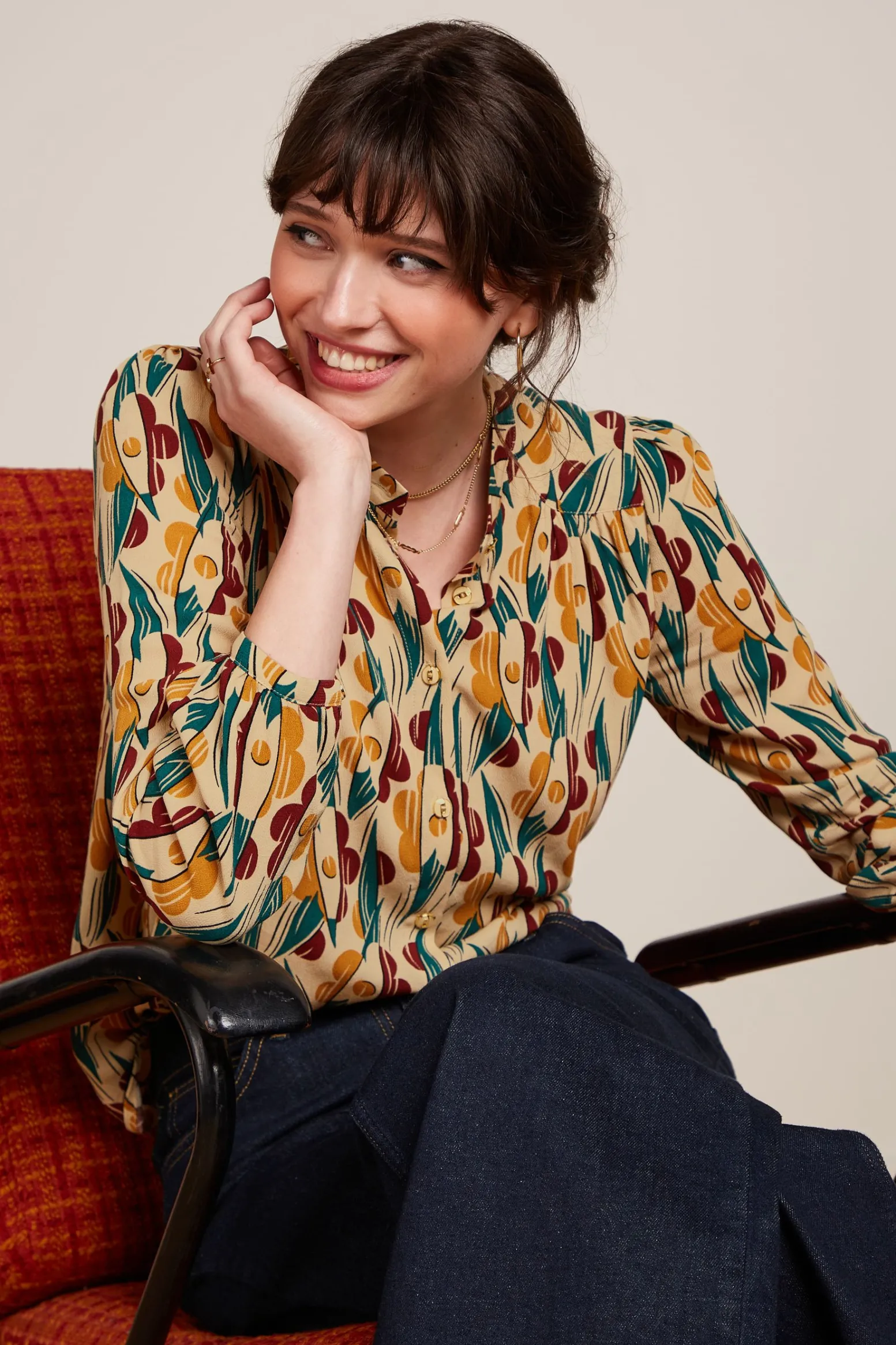 King Louie Blouses|Stella Blouse Cile Pebble