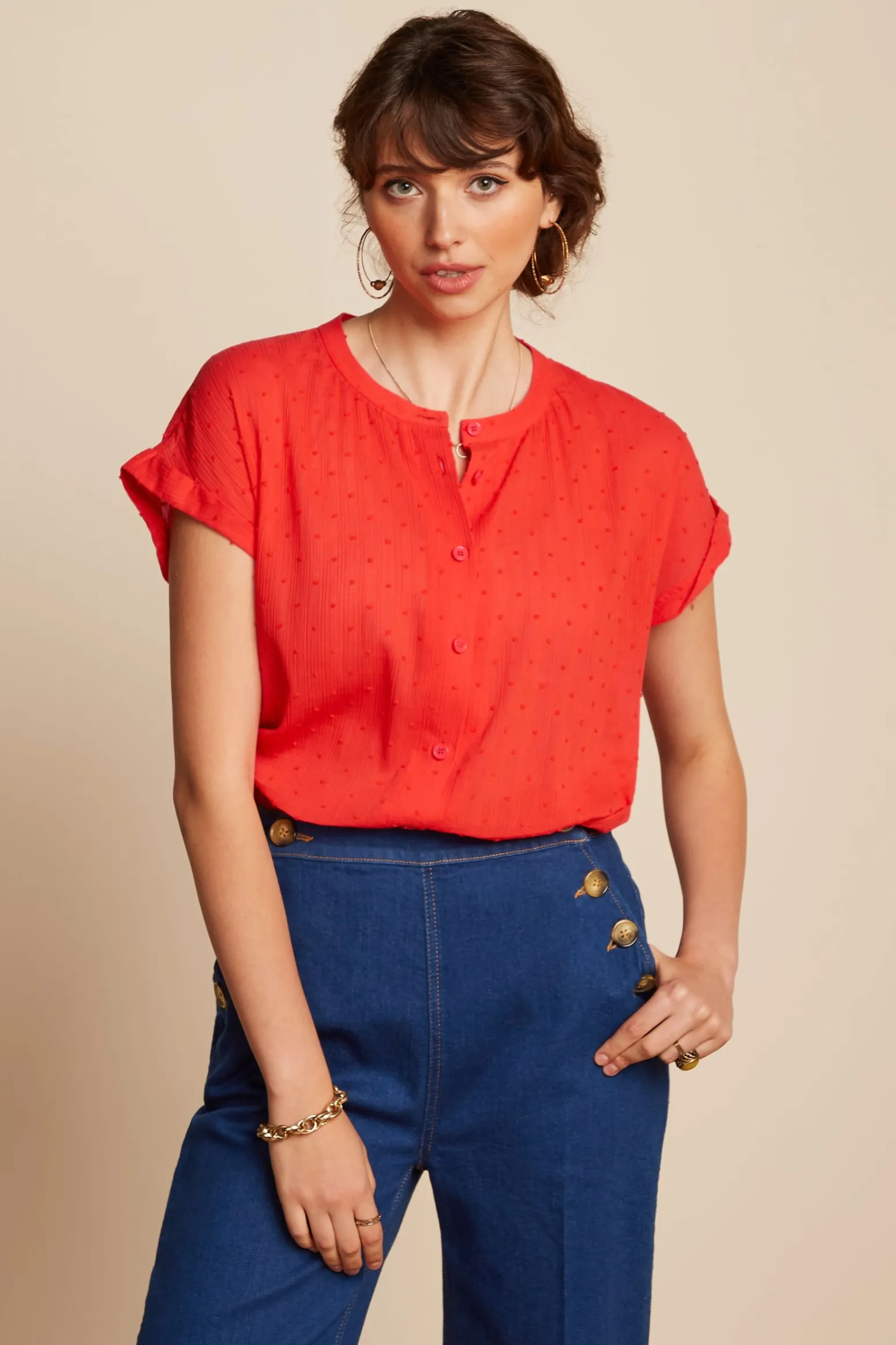 King Louie Blouses|Stella Blouse Verano Fire Red