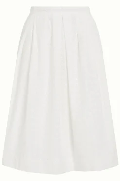King Louie Rokken|Suzette Pleat Skirt Rosa Broderie Anglaise White