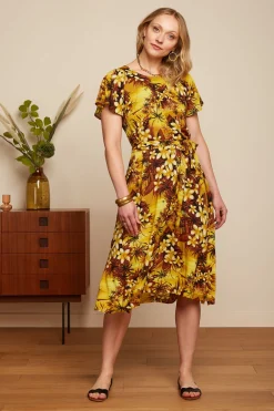 King Louie Jurken|Talia Dress Emerald Amarillo Gold