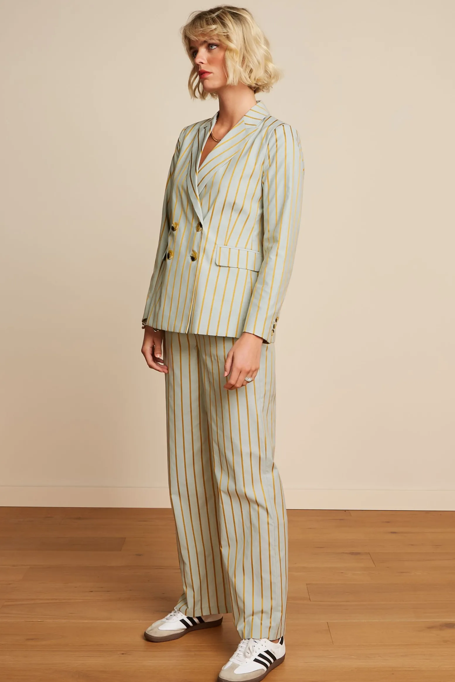 King Louie Jassen & Blazers|Tina Blazer Ash Stripe Foam Green