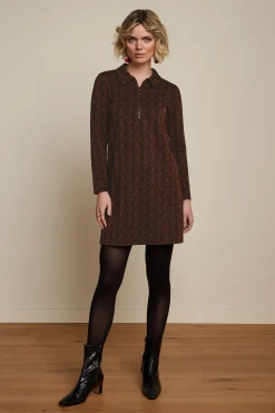 King Louie Jurken|Tunic Zip Dress Tempest Cognac Orange