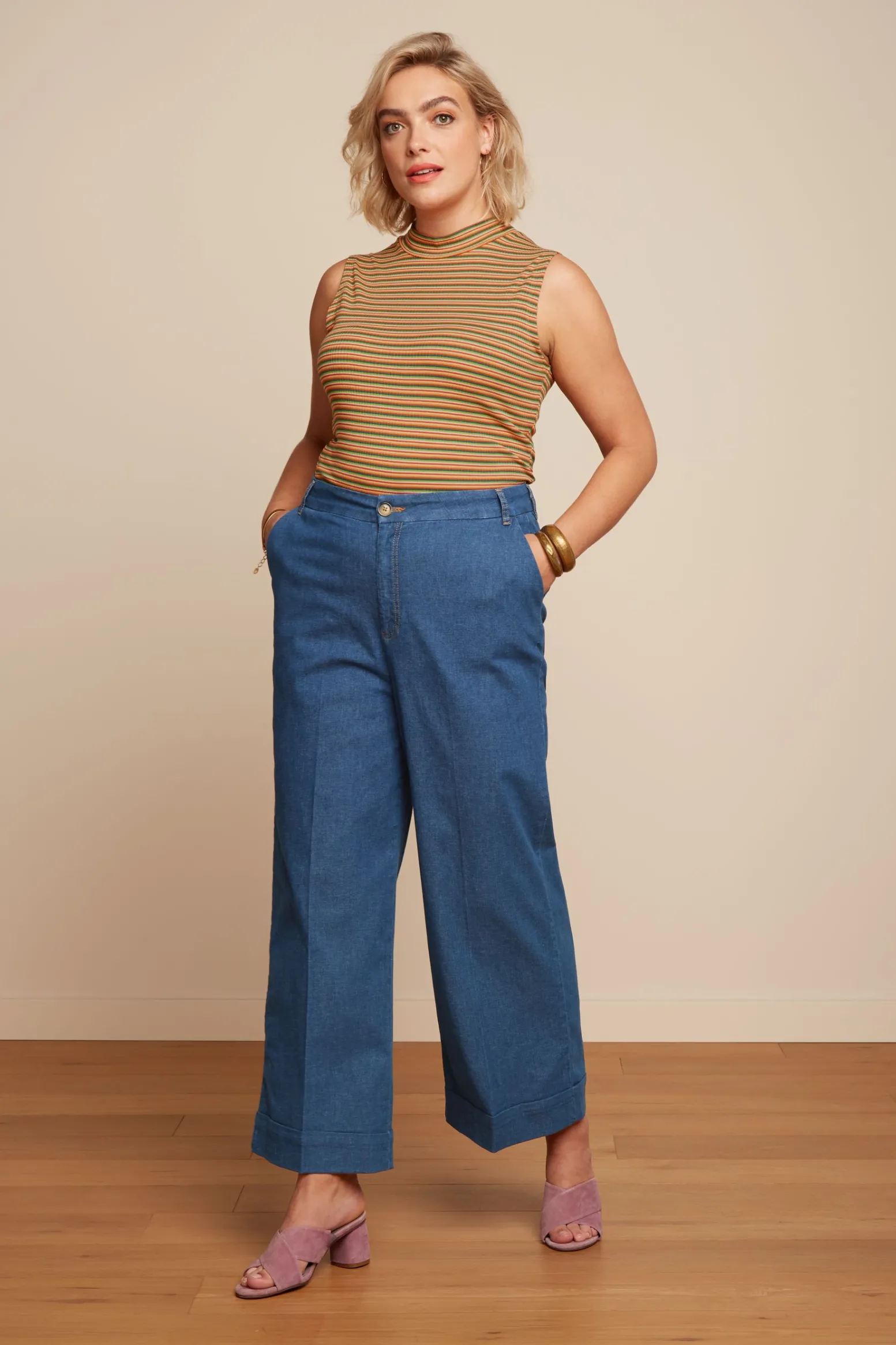 King Louie Tops & Shirts|Turtle Top Boxy Stripe Ponderosa Green