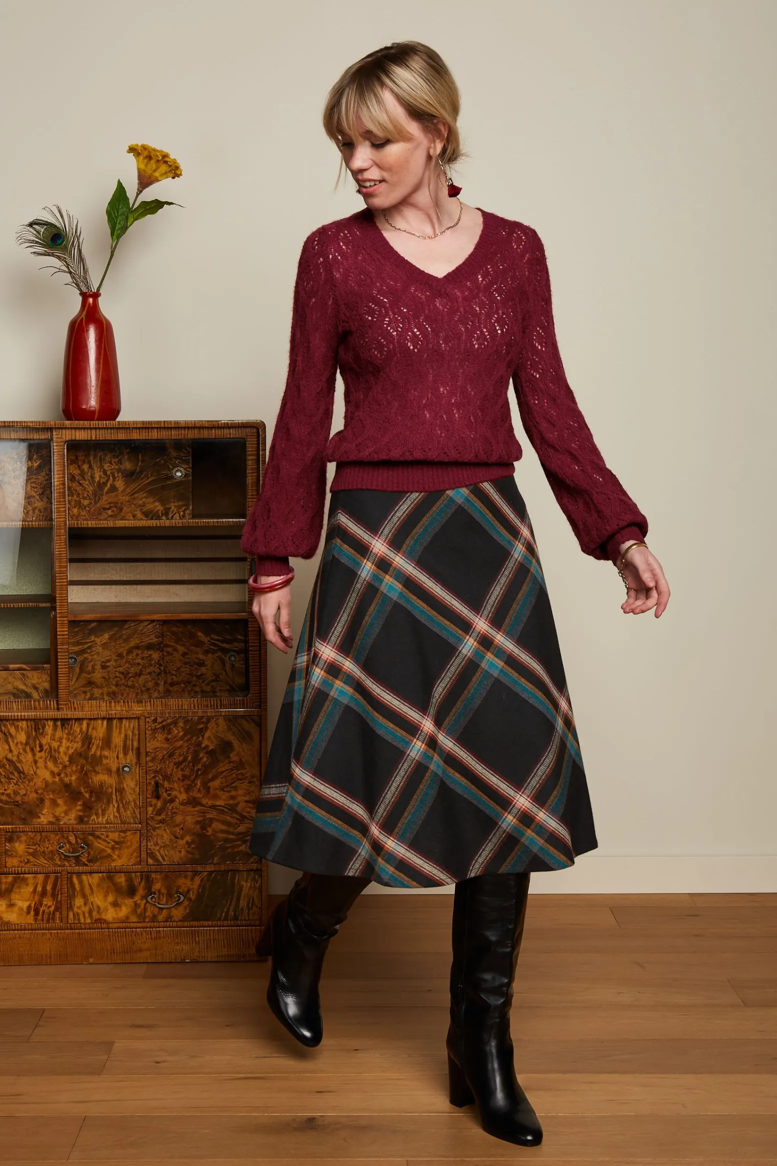 King Louie Truien|V Neck Borgo Cabernet Red