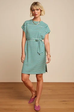 King Louie Jurken|Vera Tunic Dress Chopito Stripe Ponderosa Green