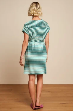 King Louie Jurken|Vera Tunic Dress Chopito Stripe Ponderosa Green