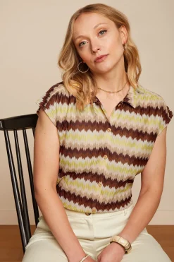 King Louie Blouses|Viv Blouse Carmine Mock Orange
