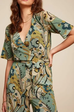 King Louie Jumpsuits|Zita Jumpsuit Frenzy Dusty Turquoise