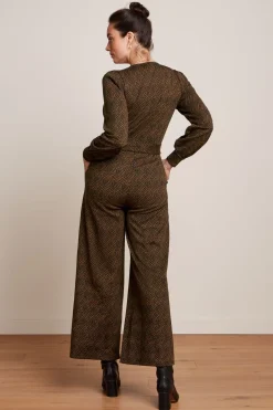 King Louie Jumpsuits|Zita Jumpsuit Ruby Jacquard Black