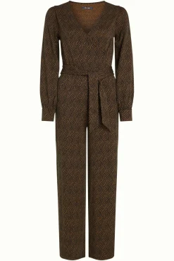 King Louie Jumpsuits|Zita Jumpsuit Ruby Jacquard Black